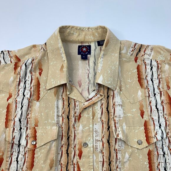 Panhandle Slim Shirt Men XL Extra Large Barb Wire Western Yoke Snap Button Front - Picture 3 of 8